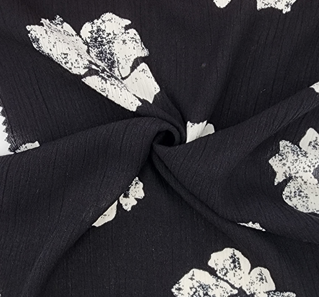 1 Yard Rayon Crinkle Black or Off White Woven Fabric Lightweight 50/52? Wide 100% Rayon