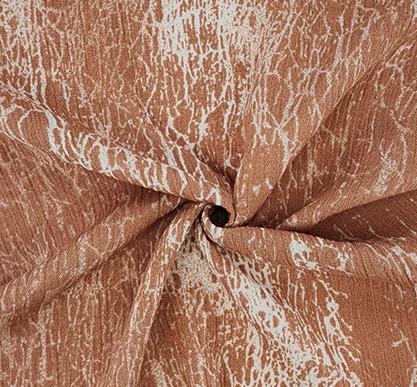 1 Yard Brown Ivory Rayon Crinkle Fabric For Dresses Skirts Blouses Scarves 50/52 Inches Width