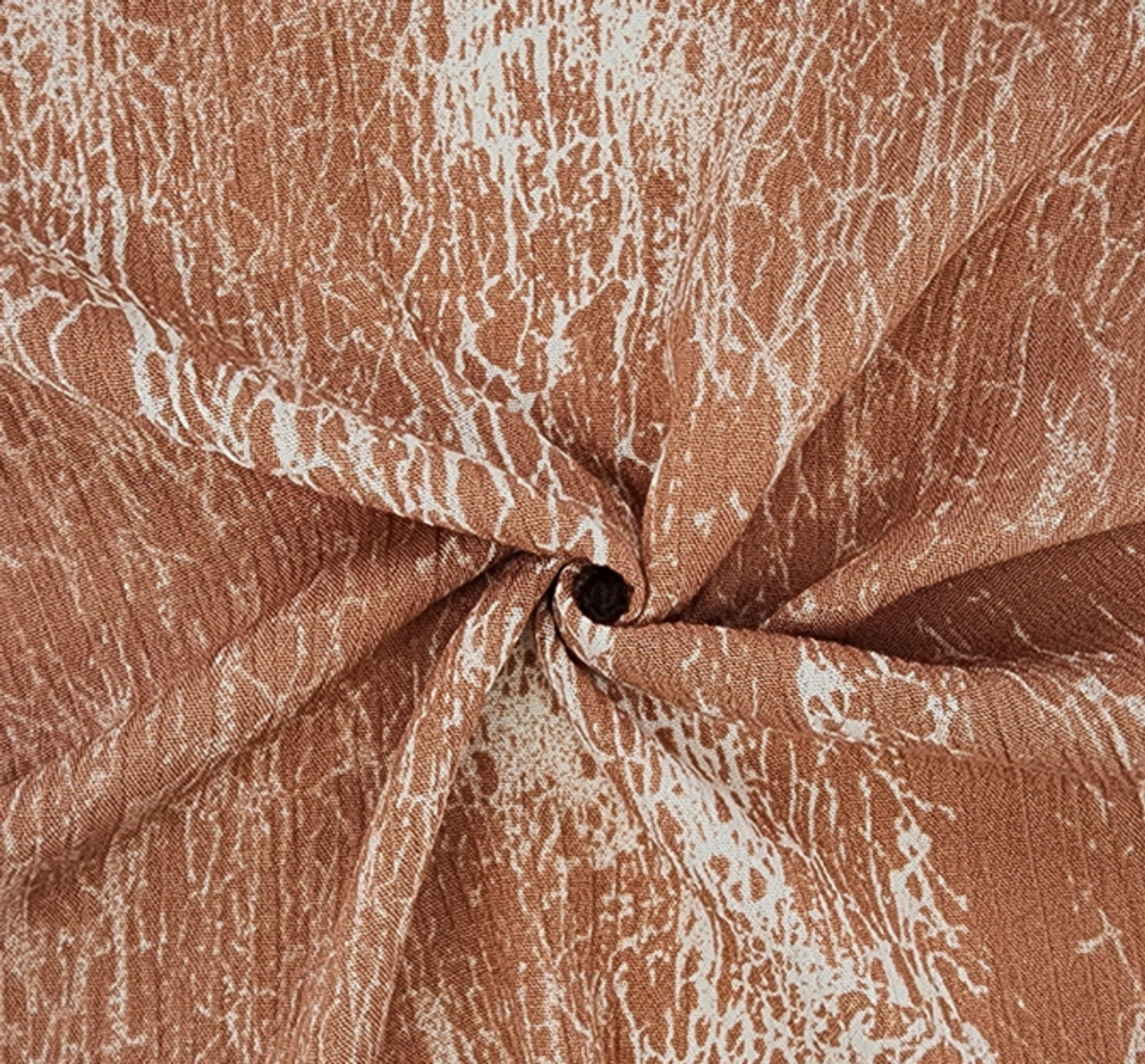 1 Yard Rayon Crinkle Brown/Ivory Woven Fabric, 50/52? Wide 100% Rayon