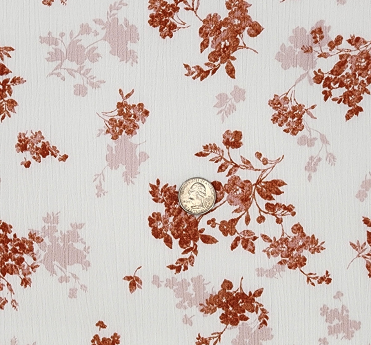 1 Yard Ivory Orange Rayon Crinkle Fabric Lightweight Textured Drapey Material 50/52 Inch Width