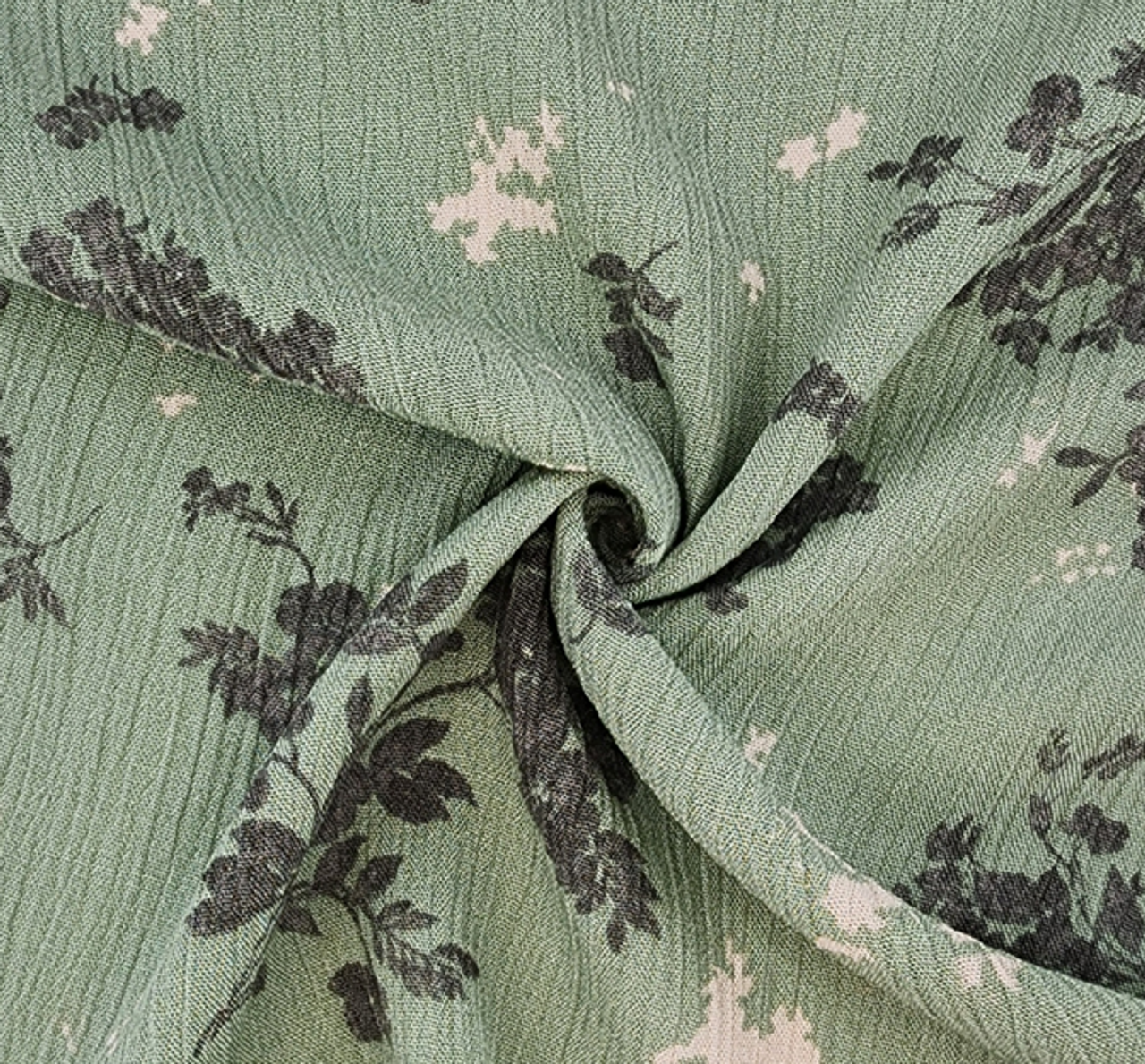 1 Yard Laurel Green 100% Rayon Crinkle Fabric 50/52" Wide Lightweight Textured Apparel