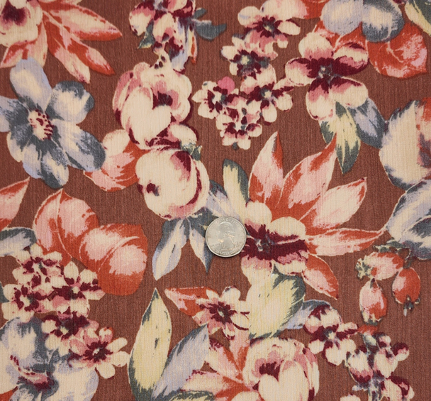 1 Yard Clay Mauve Rayon Crepon Crinkle Fabric Rayon Apparel Lightweight Drapey50/52 Inch Width