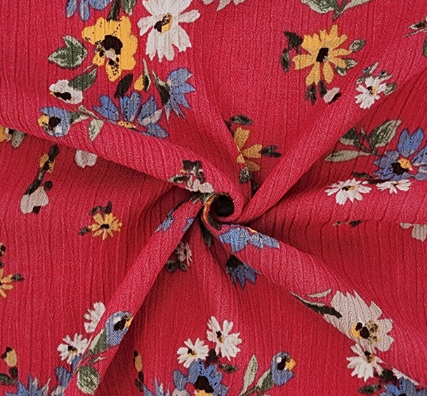 1 Yard Textured Teaberry Rayon Crinkle Fabric Rayon Crepon Apparel 50/52 Inch Width