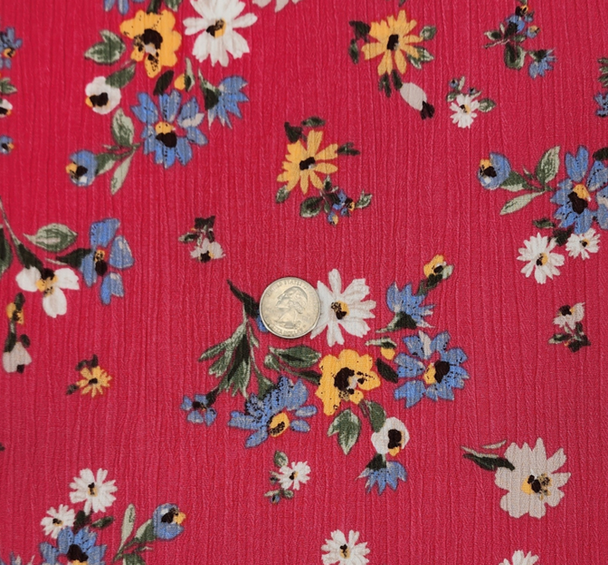 1 Yard Textured Teaberry Rayon Crinkle Fabric Rayon Crepon Apparel 50/52 Inch Width