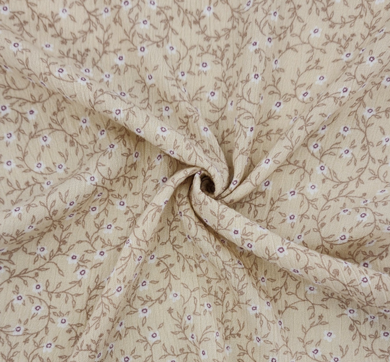 1 Yard Rayon Crinkle Cream Bread Fabric, 50/52" Wide Lightweight Apparel Material