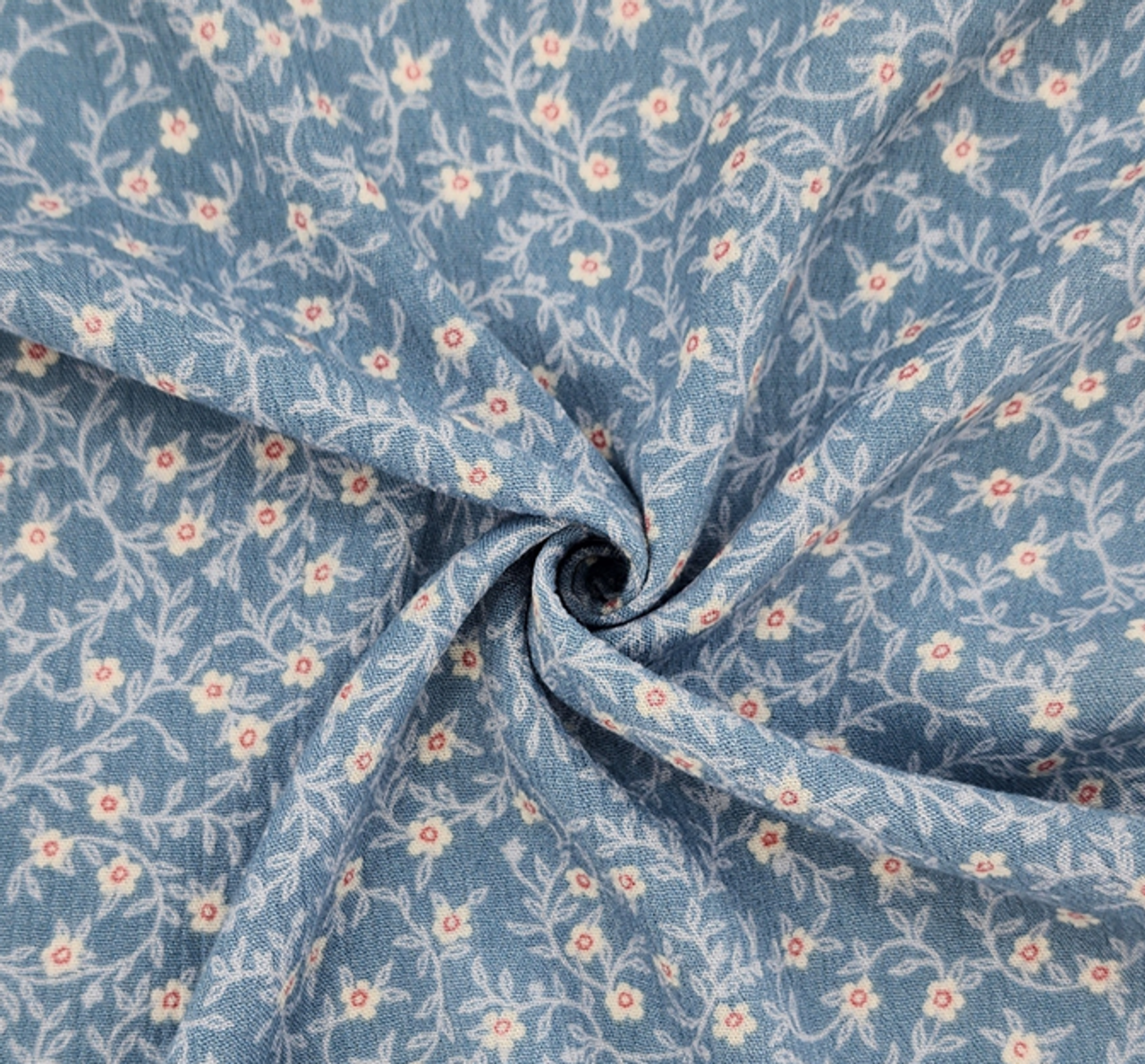 1 Yard Spring Blue Rayon Crinkle Fabric, 50/52” Wide, Lightweight Apparel Textile