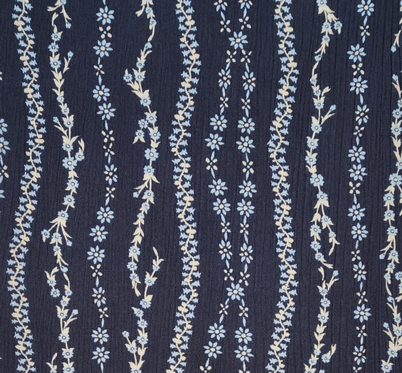 1 Yard Navy Blue Rayon Crinkle Apparel Fabric, 100% Rayon, 50/52” Wide