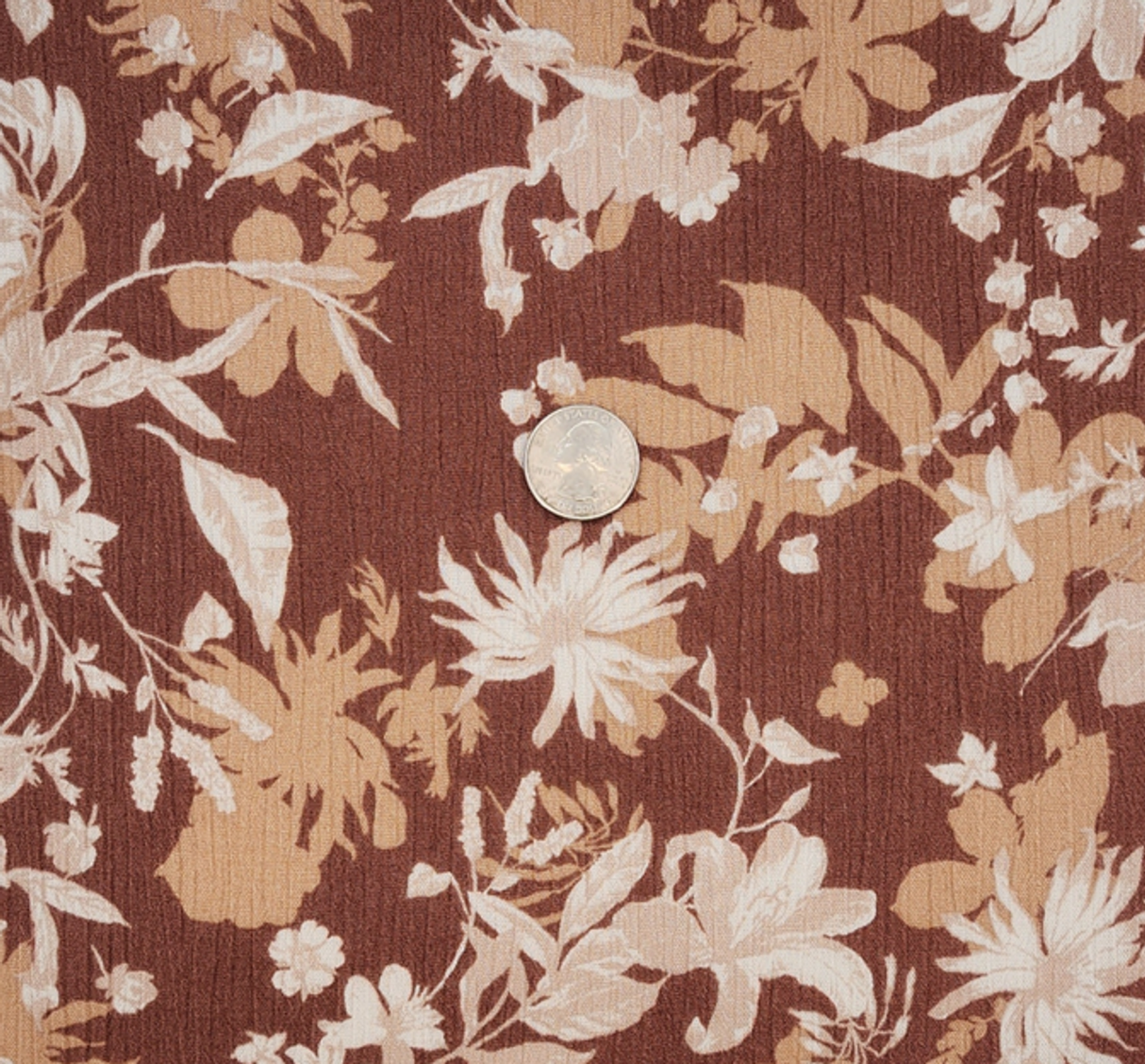 1 Yard Amber Brown Rayon Crinkle Fabric, 50/52" Wide, Lightweight Apparel Textile