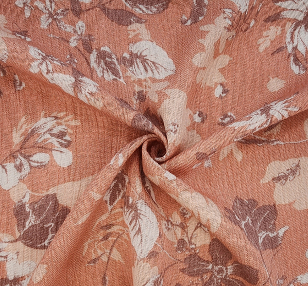 1 Yard Lightweight Coral Pink Rayon Crinkle Fabric for Dresses Skirts Blouses Width 50/52"