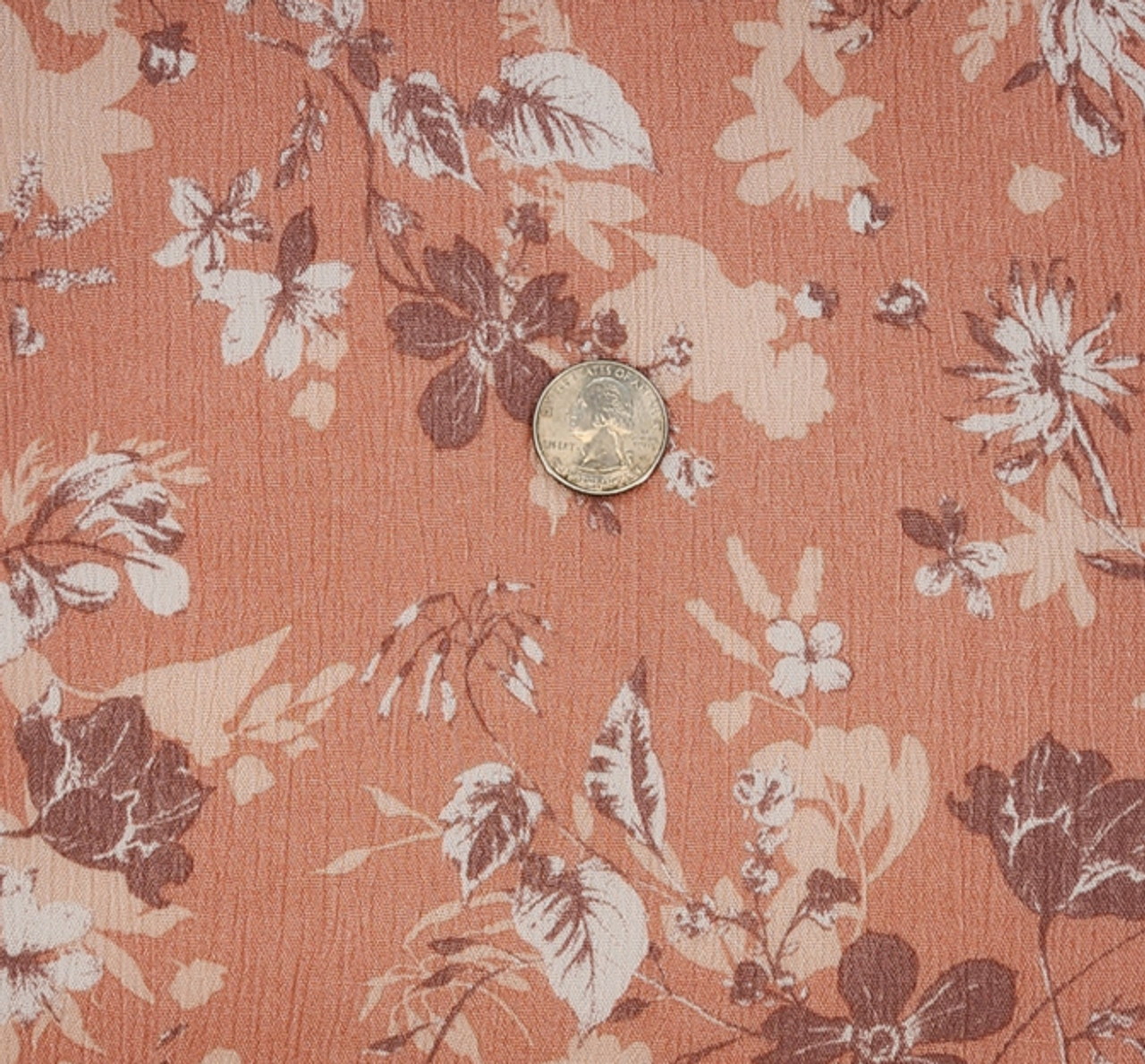 1 Yard Lightweight Coral Pink Rayon Crinkle Fabric for Dresses Skirts Blouses Width 50/52"