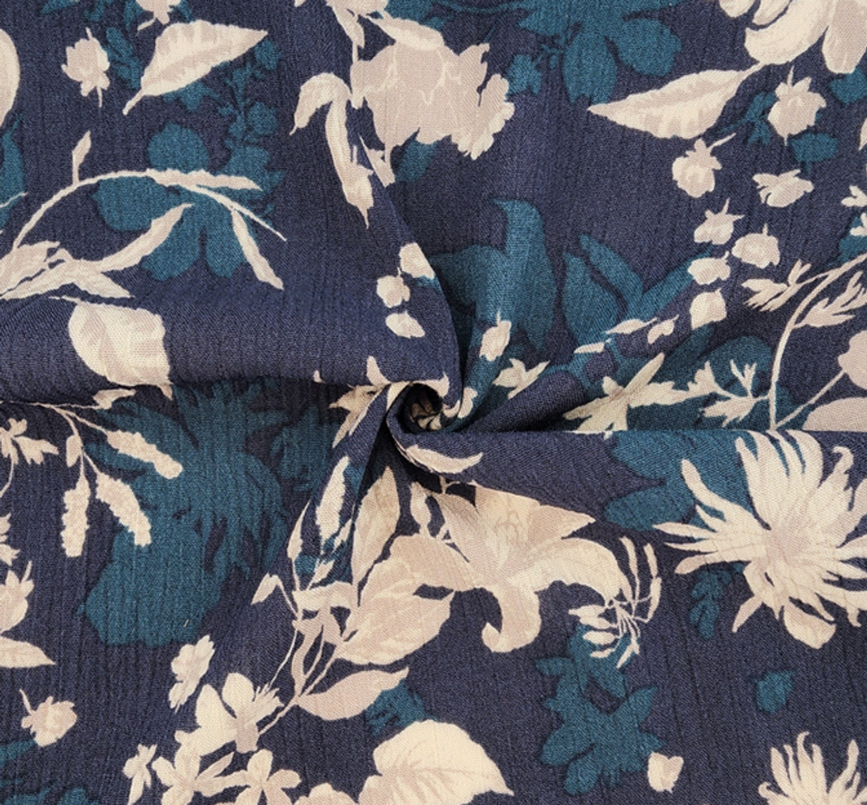 1 Yard Navy Blue Soft Lightweight Rayon Crinkle Fabric for Dresses Skirts Width 50/52"