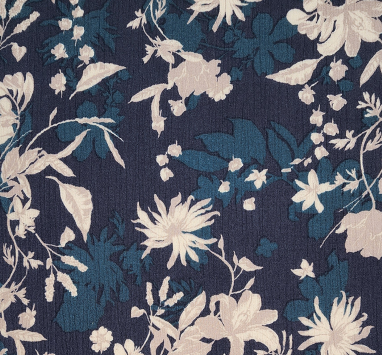 1 Yard Navy Blue Rayon Crinkle Fabric, 50/52” Wide Lightweight Apparel Material