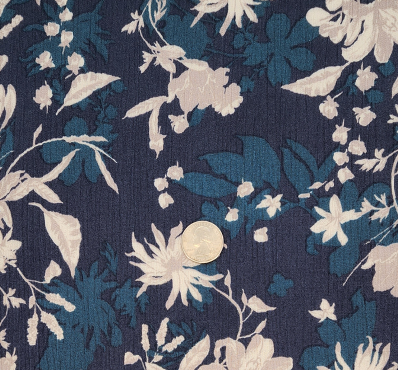 1 Yard Navy Blue Rayon Crinkle Fabric, 50/52” Wide Lightweight Apparel Material