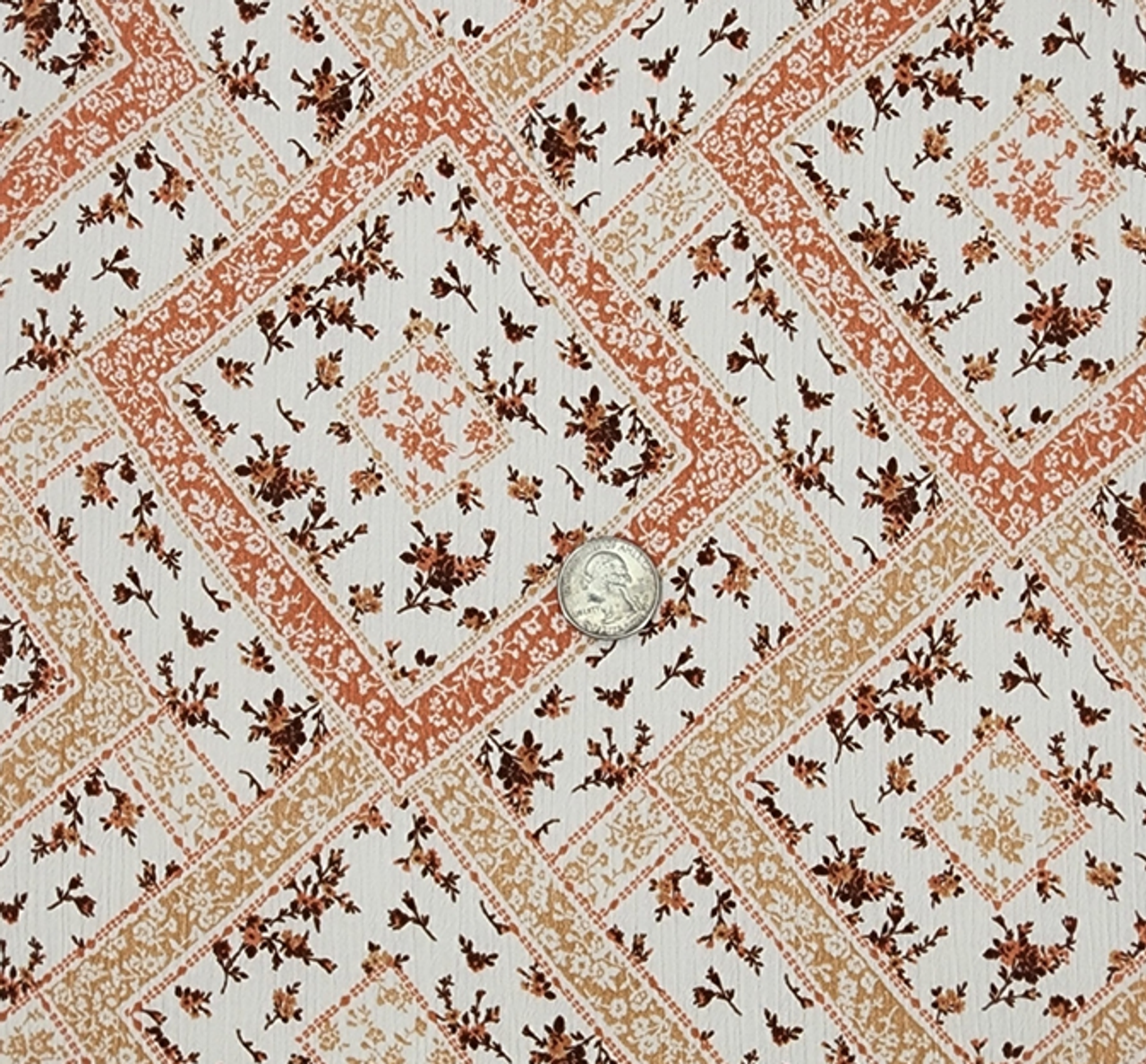 1 Yard Ivory Coral Rayon Crinkle Fabric, 50/52" Lightweight Apparel Material