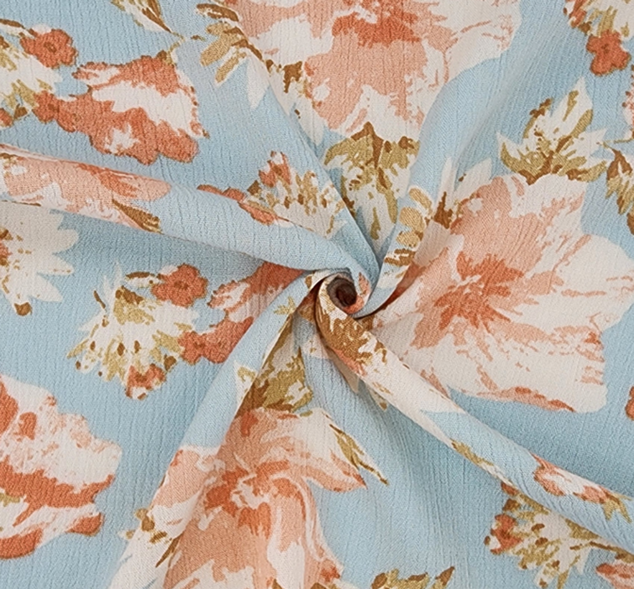 1 Yard Aqua Rayon Crinkle Fabric Lightweight Drapey Apparel Material 50/52 Inch Width