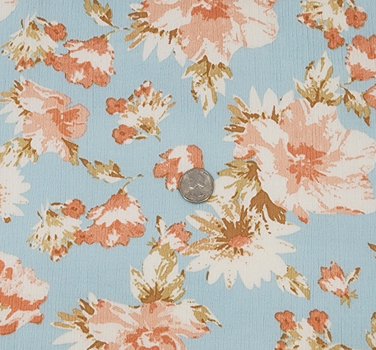 1 Yard Aqua Rayon Crinkle Fabric Lightweight Drapey Apparel Material 50/52 Inch Width