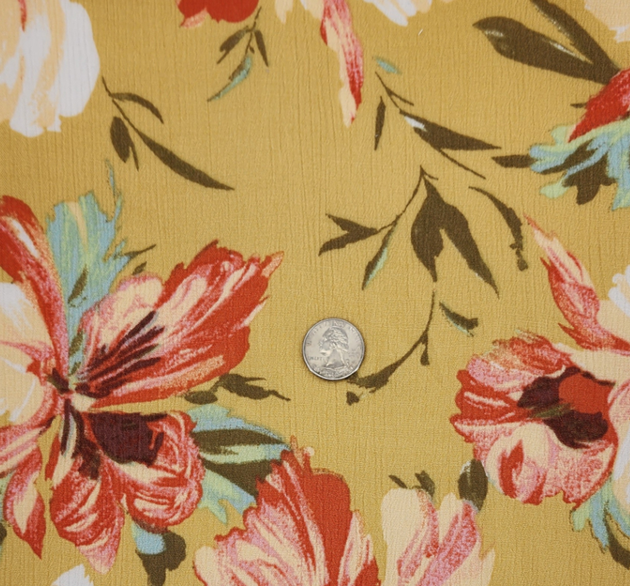 1 Yard Golden Yellow Rayon Crinkle Breathable Lightweight Textured Fabric Width 50/52"