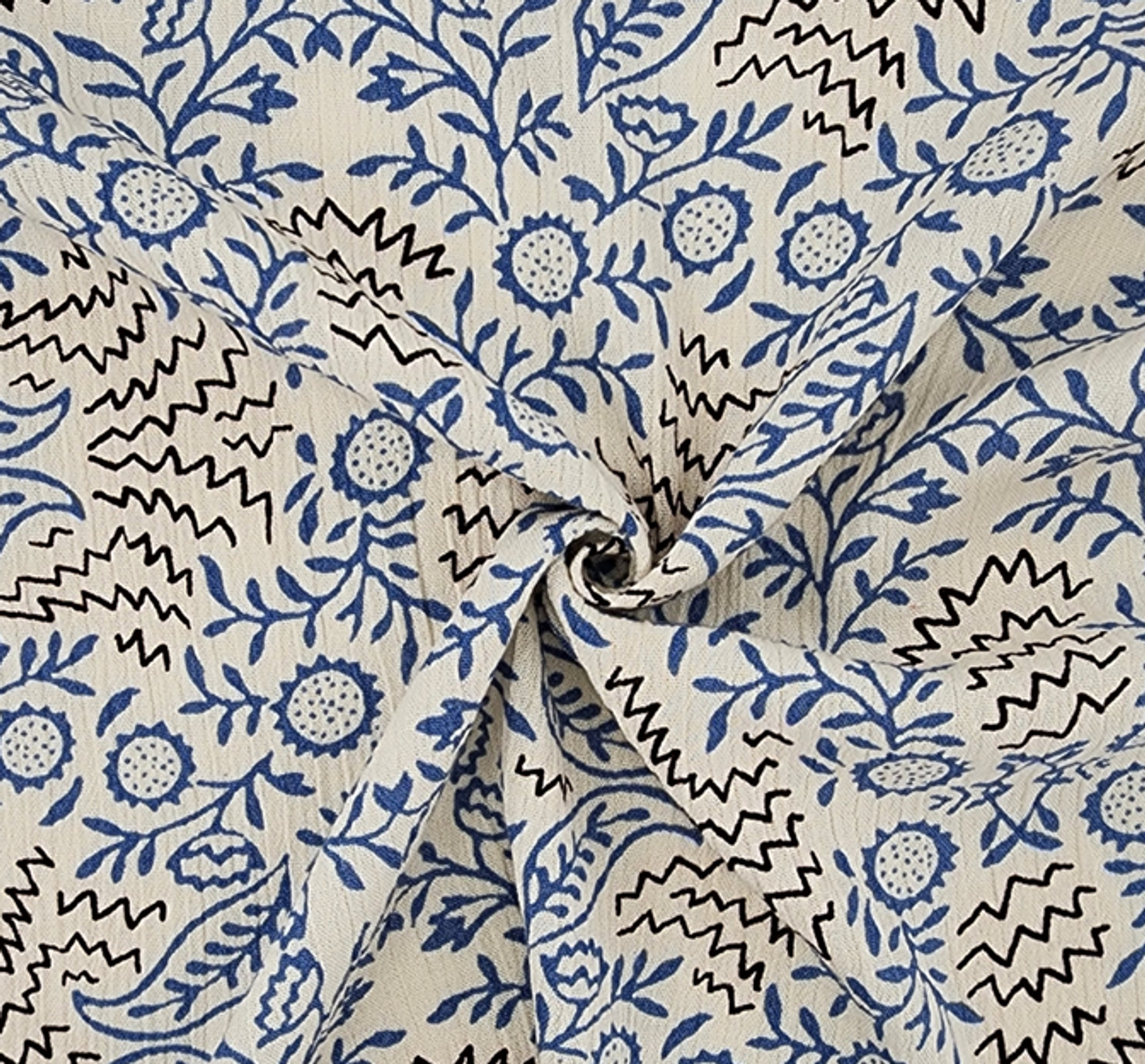 Blue Rayon Crinkle Fabric 50/52" Lightweight Textured 1 Yard Apparel Material
