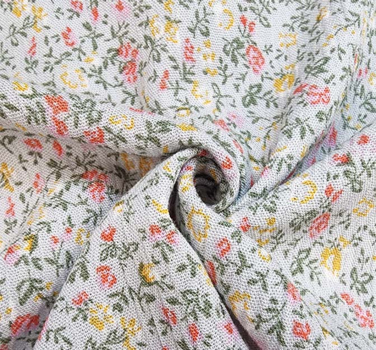 1 Yard Rayon Crinkle Gray Orange Fabric for Dresses Blouses Skirts and Apparel Sewing 50 52 Width
