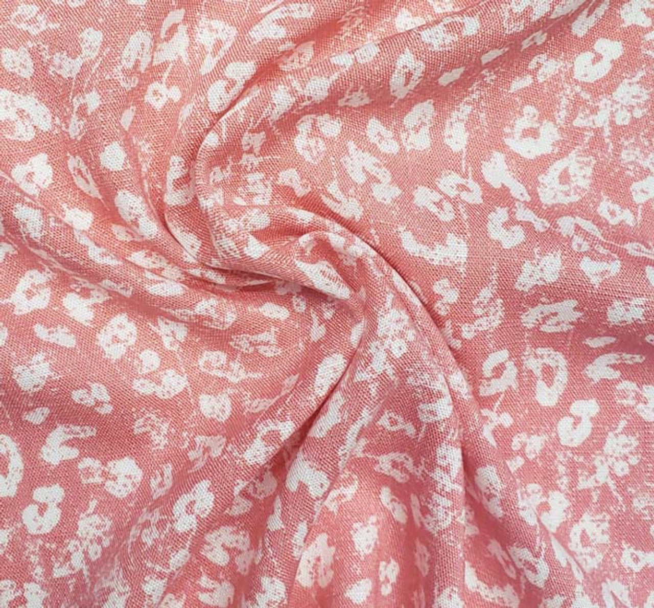 1 Yard Slub Rayon Fabric Coral Pink Lightweight Textured Summer Apparel Material 55/56 Inches Width