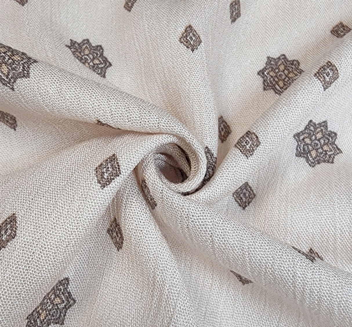 1 Yard Taupe Rayon Crinkle Fabric Lightweight 50/52" Wide Textured Apparel Material
