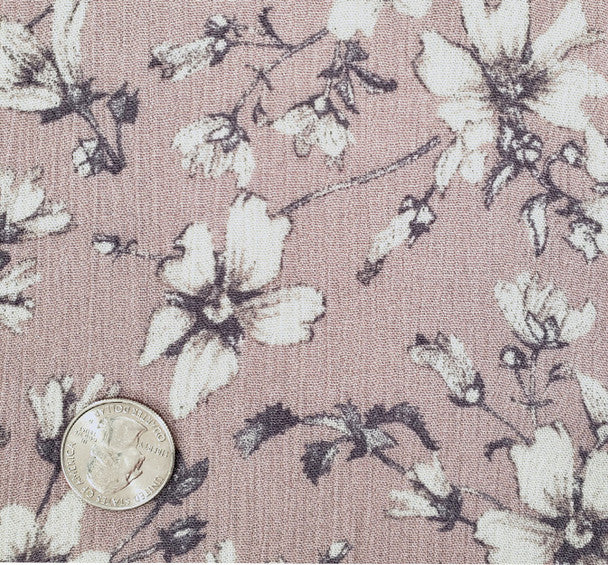 1 Yard Rose Dust Rayon Crinkle Fabric Featuring Delicate Pleated Texture for Elegant Dresses Soft Blouses and Skirts 50/52 Inch Width