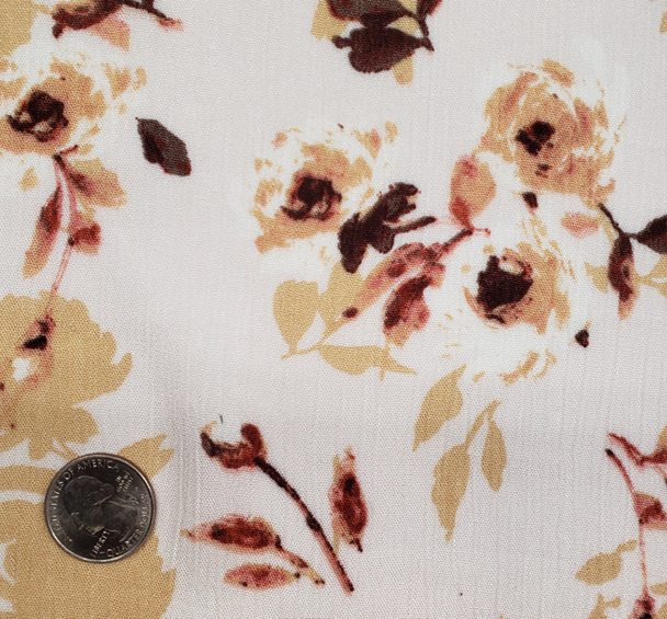 1 Yard Beige/Mauve Rayon Crinkle Fabric Lightweight with Soft Drapey Texture for Dresses Blouses and Skirts 50/52 Inch Width