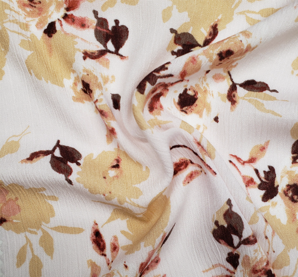 1 Yard Beige/Mauve Rayon Crinkle Fabric Lightweight with Soft Drapey Texture for Dresses Blouses and Skirts 50/52 Inch Width