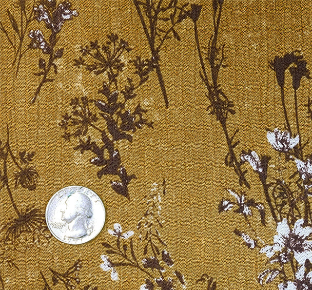 1 Yard Mustard Gold Rayon Crinkle Fabric Rayon Lightweight Apparel 50/52 Inch Width