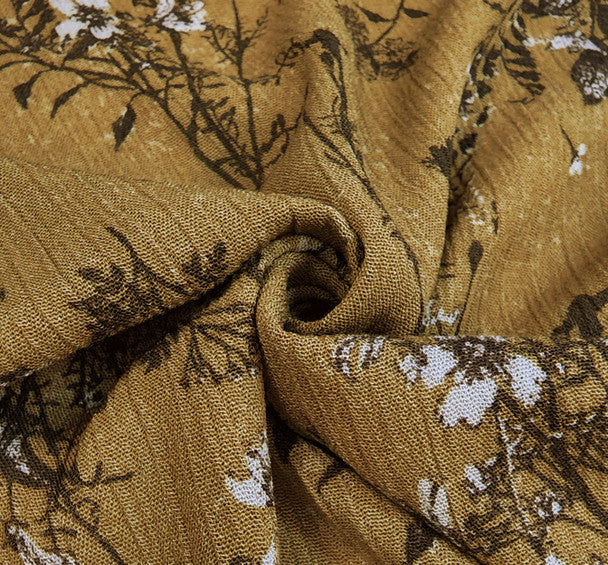 1 Yard Mustard Gold Rayon Crinkle Fabric Rayon Lightweight Apparel 50/52 Inch Width