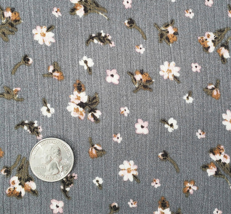 1 Yard Textured Warm Gray Rayon Fabric Lightweight Crinkle Apparel Use 50/52 Inch Width