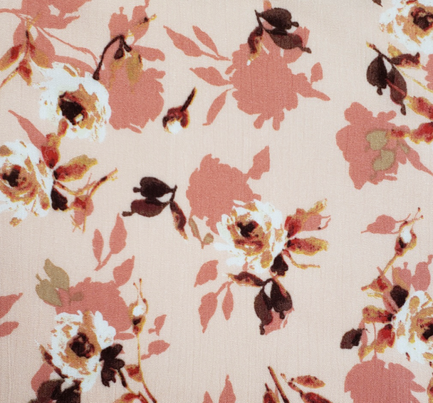 1 Yard Coral/Gold Rayon Crinkle Fabric Airy Lightweight Material with Elegant Texture for Dresses Blouses and Skirts 50 52 Inch Width