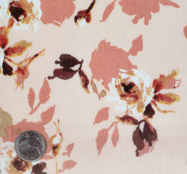 1 Yard Coral/Gold Rayon Crinkle Fabric Airy Lightweight Material with Elegant Texture for Dresses Blouses and Skirts 50 52 Inch Width