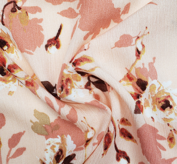 1 Yard Coral/Gold Rayon Crinkle Fabric Airy Lightweight Material with Elegant Texture for Dresses Blouses and Skirts 50 52 Inch Width