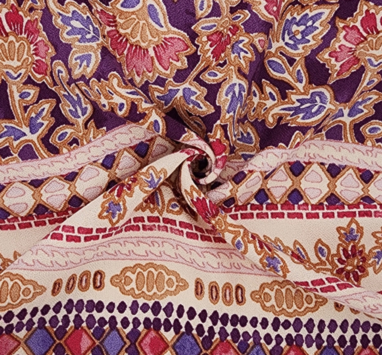 1 Yard Purple Rayon Crepe Fabric For Dresses Blouses Skirts And Evening Wear 55/56 Inches Width