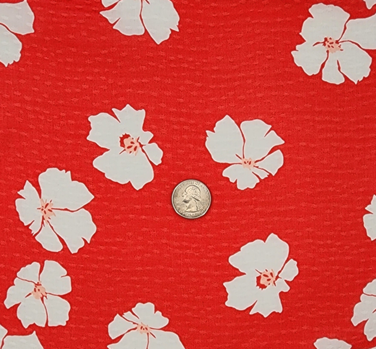 1 Yard Coral Rayon Dobby Dot Fabric – Lightweight Jacquard Material for Blouses and Dresses 54/55"