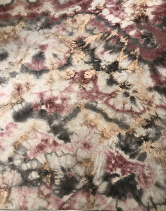 Vintage Look Tie Dye Print Polyester Rayon Spandex Sweater Knit Fabric - Burgundy, Blue, Olive, 58-60" Width