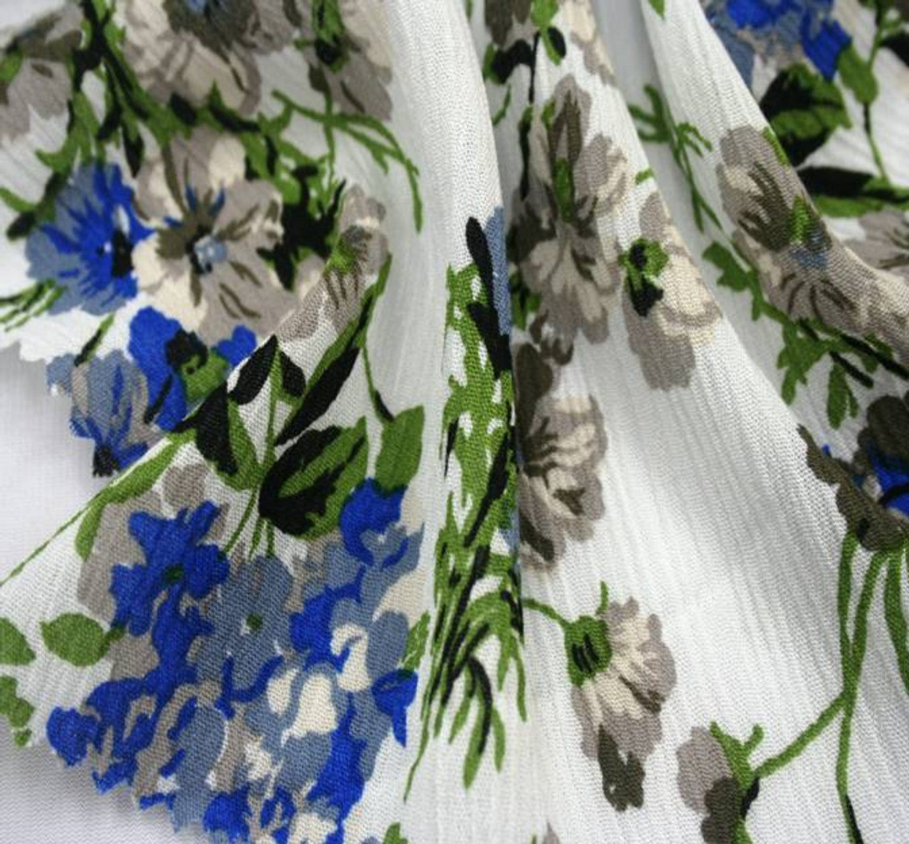 1 Yard Textured Ivory Blue Rayon Crinkle Fabric For Stylish Dresses Blouses Skirts Lightweight Apparel 50/51" Width