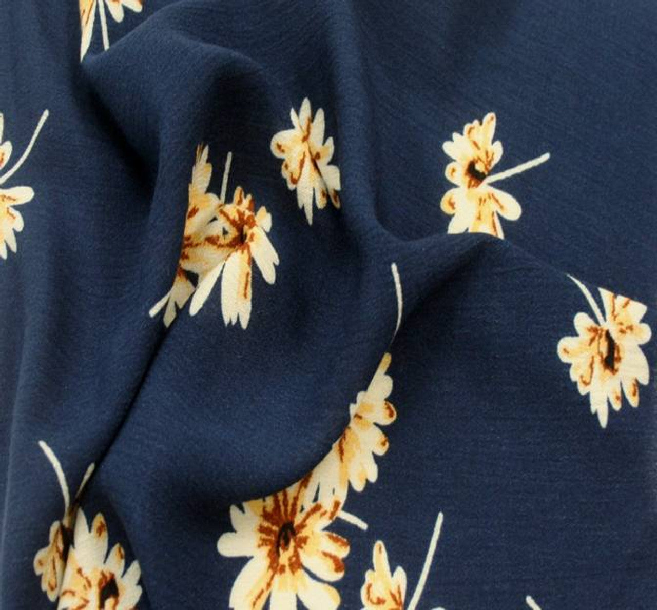1 Yard Navy Ivory Rayon Crinkle Fabric For Evening Dresses Blouses Skirts Apparel 52/54" Width