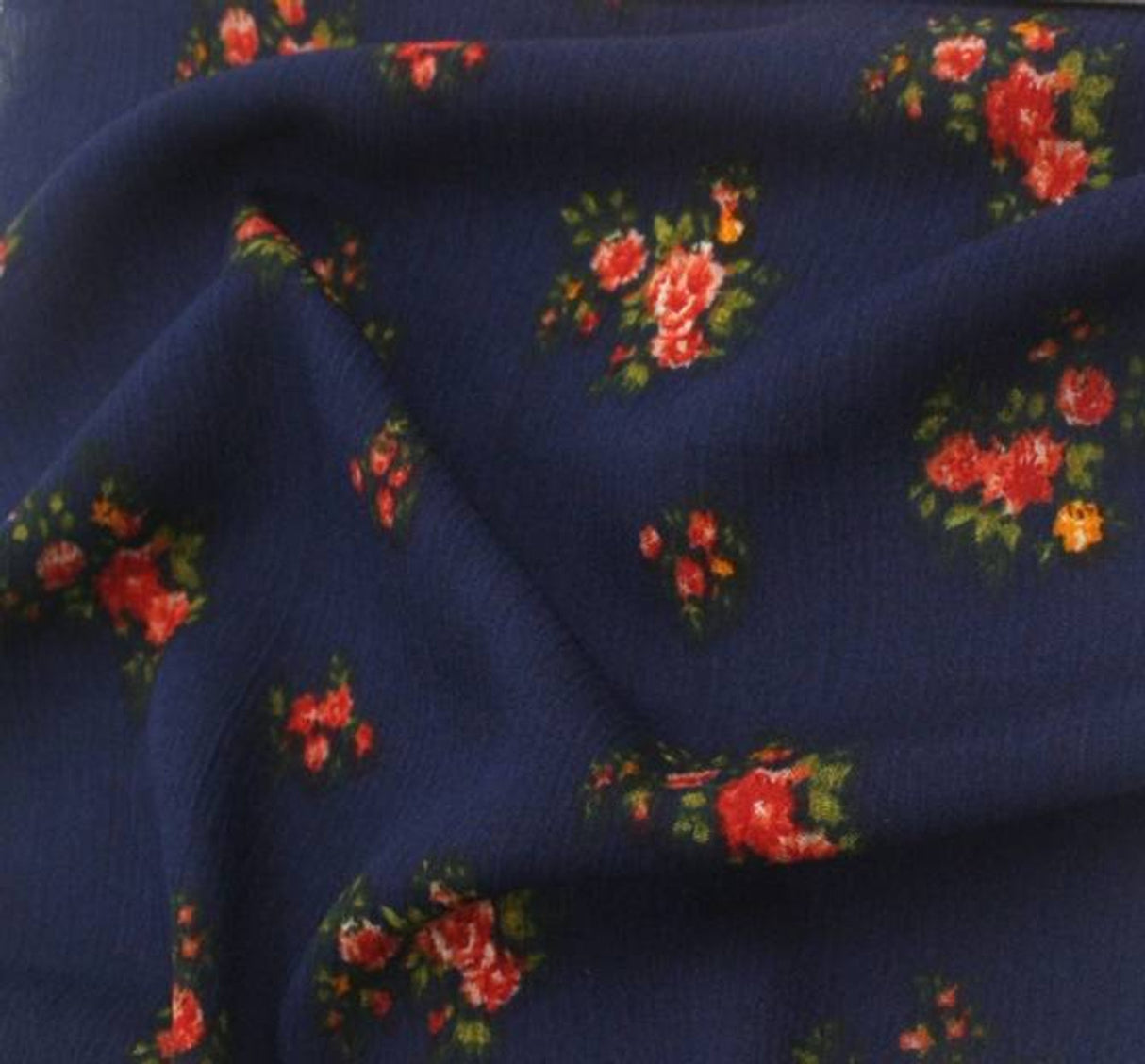 1 Yard Soft Navy Red Rayon Crinkle Fabric Ideal For Dresses Blouses Skirts Apparel 53/54" Width