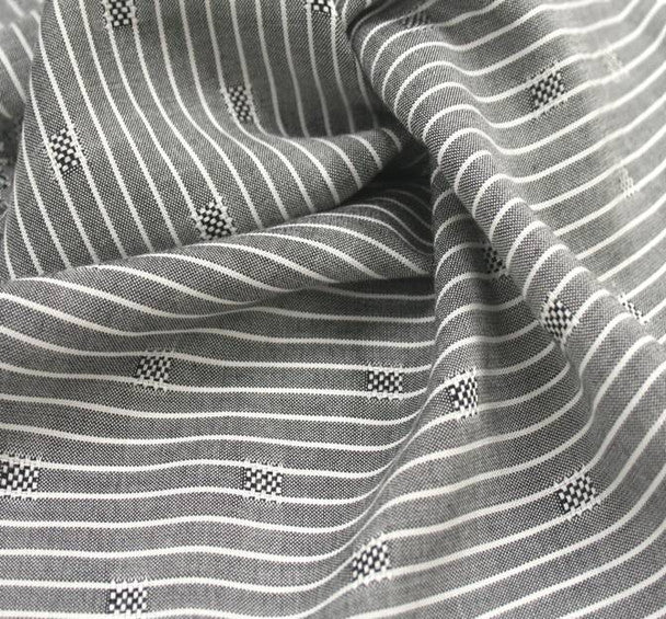 1 Yard Rayon Dobby Pin Stripe Fabric Gray/Ivory Lightweight Apparel Material 57/58" Wide