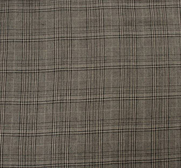 1 Yard Taupe Black Plaid Rayon Fabric, Yarn Dyed, 50/51" Wide, Lightweight Apparel Textile