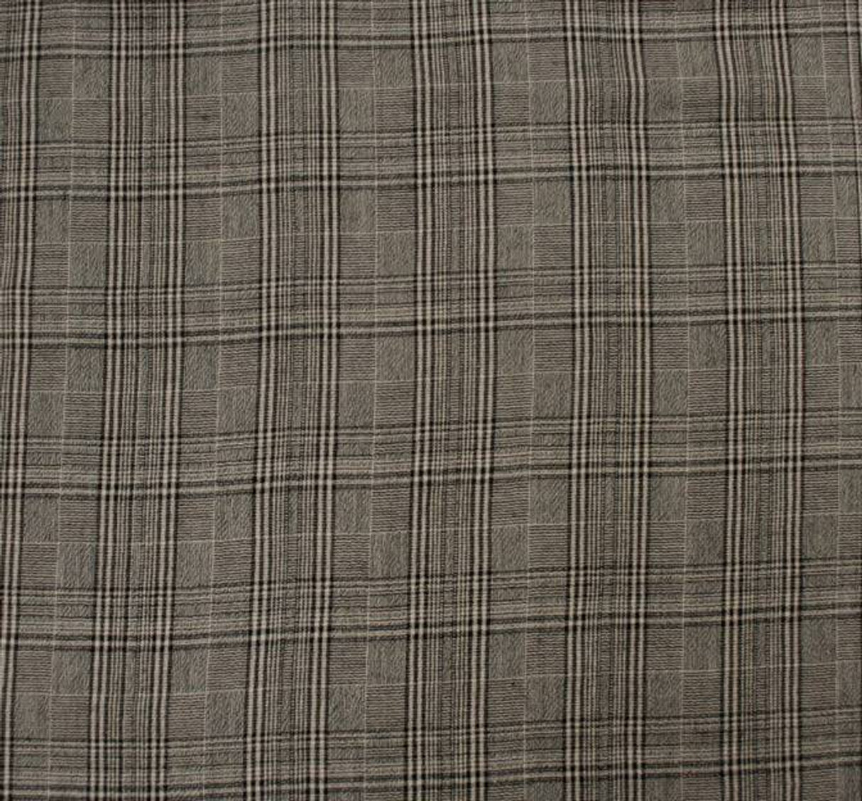 Rayon Yarn Dyed Plaid 1 Yard Fabric Taupe Black, 50/51? Wide, Ultra Soft Lightweight Apparel Material