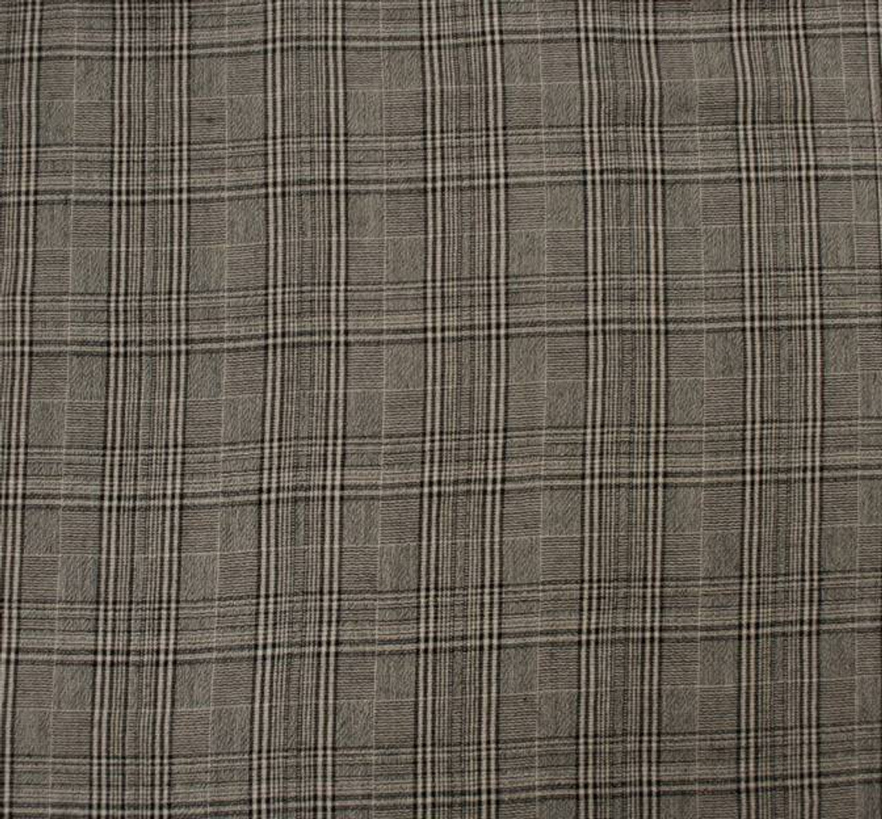 Rayon Yarn Dyed Plaid 1 Yard Fabric Taupe Black, 50/51? Wide, Ultra Soft Lightweight Apparel Material