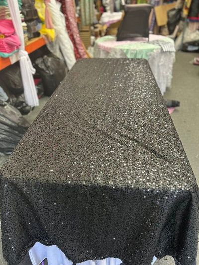 1 Yard Rectangle Sequin Taffeta Tablecloth 55 by 108 Inches Durable Polyester Fabric
