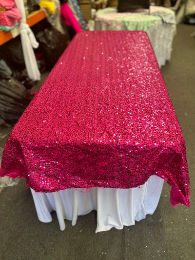 1 Yard Rectangle Sequin Taffeta Tablecloth 55 by 108 Inches Durable Polyester Fabric