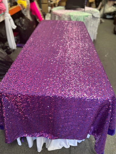 1 Yard Rectangle Sequin Taffeta Tablecloth 55 by 108 Inches Durable Polyester Fabric