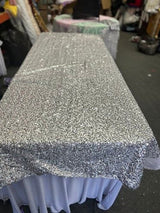 1 Yard Rectangle Sequin Taffeta Tablecloth 55 by 108 Inches Durable Polyester Fabric