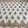 1 Yard Beaded & Corded Lace Fabric on 100% Polyester Net Mesh, Elegant Embroidered Lace Material