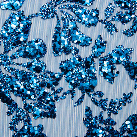 1 Yard 58" Tulle Lace Fabric with Floral Glitter Elegant Mesh Material for Fashion & Crafts